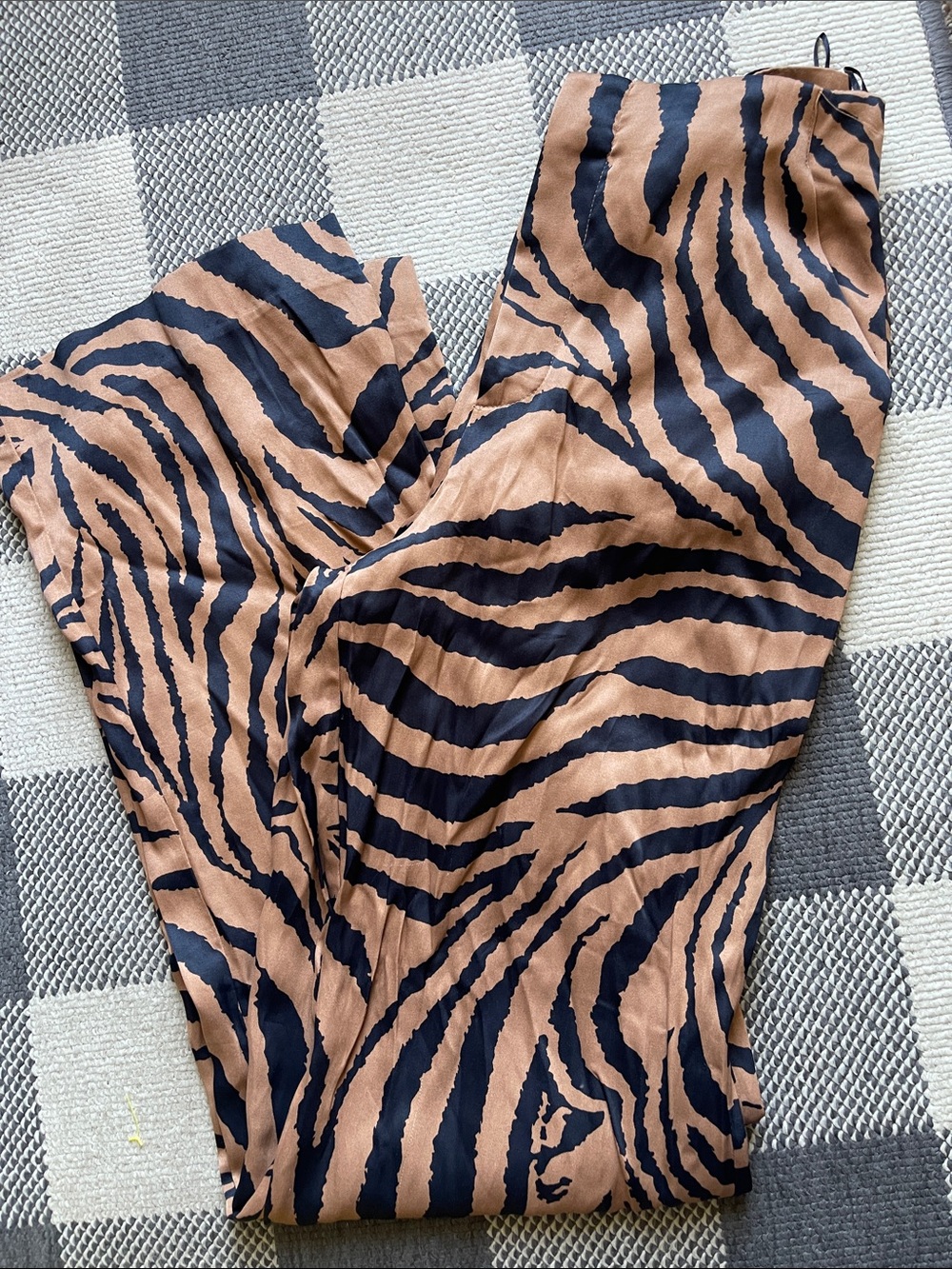 Zara High Waisted Sateen Animal Print Trousers S NWT - Picture 3 of 6